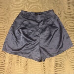 Pretty Little thing High-Waist Satin Shorts in Slate Blue/Grey